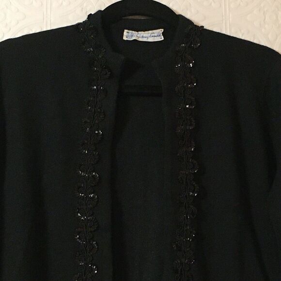 Sidney Gould Size Medium Cashmere Sweater Black Women's  bling - Picture 9 of 9